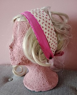 Pink velveteen and pink flowers, extra wide $20