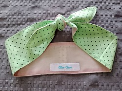 Green polka dot and sheer pink toddler headscarf $10