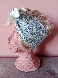 Ice blue and brown vines, extra wide headscarf $20