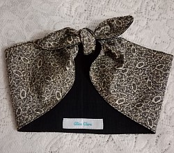 Extra wide Rockabilly headscarf black/fawn flower leaves $20