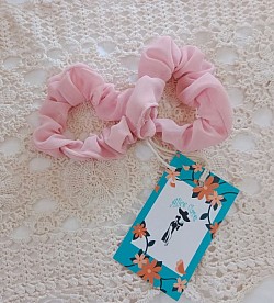 Sheer pink scrunchies $8 pair