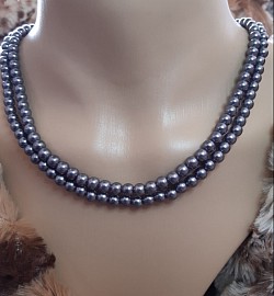 Silver-grey beaded necklace $10