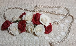 Hair garland red and white flowers $15