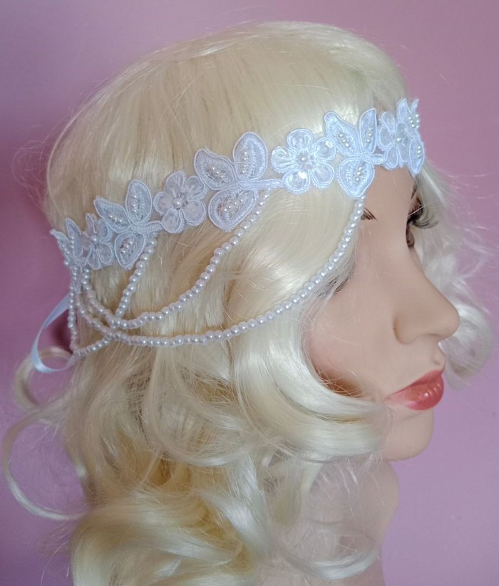 1920's flapper beaded hair garland $30