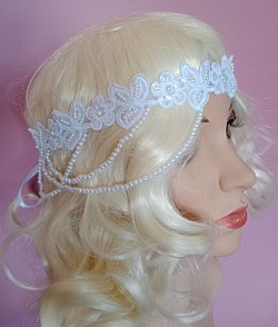 1920's flapper beaded hair garland