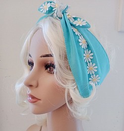 Daisy chain, extra wide Rockabilly headscarf $20