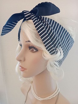Black and White stripes, extra wide Rockabilly headscarf $20