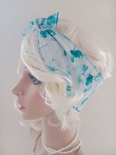 Sweet pea, wide Rockabilly headscarf $15