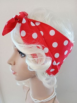 Red ♥️ white 🤍 polka dot extra wide Rockabilly Headscarf $20