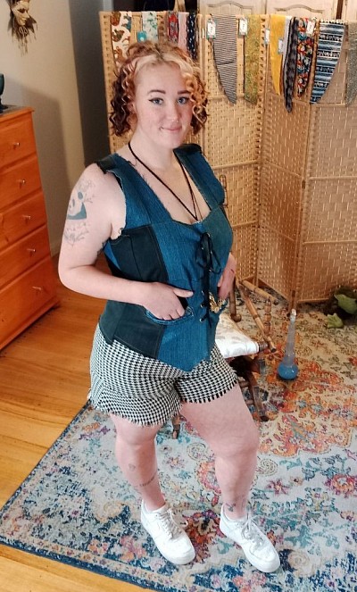 Recycled Denim waist coat with pocket watch 😘💕