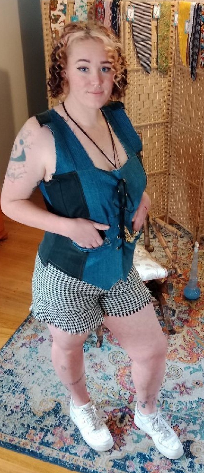 Denim waistcoat with pocket watch size xL $50