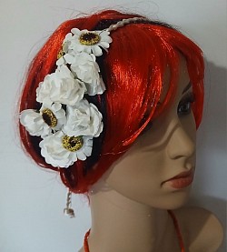 White Roses and daisies hair garland. $20
