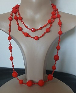 Vintage Red Multifacet cut beaded long chain $66