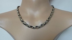Vintage Yin and Yang enameled Silver Snake chain necklace $88